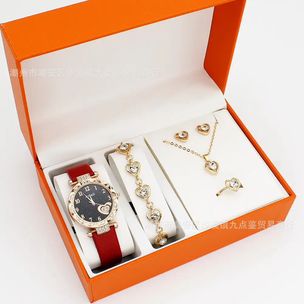 Women's Heart Dial Watch Set with Bracelet & Necklace — feature 10