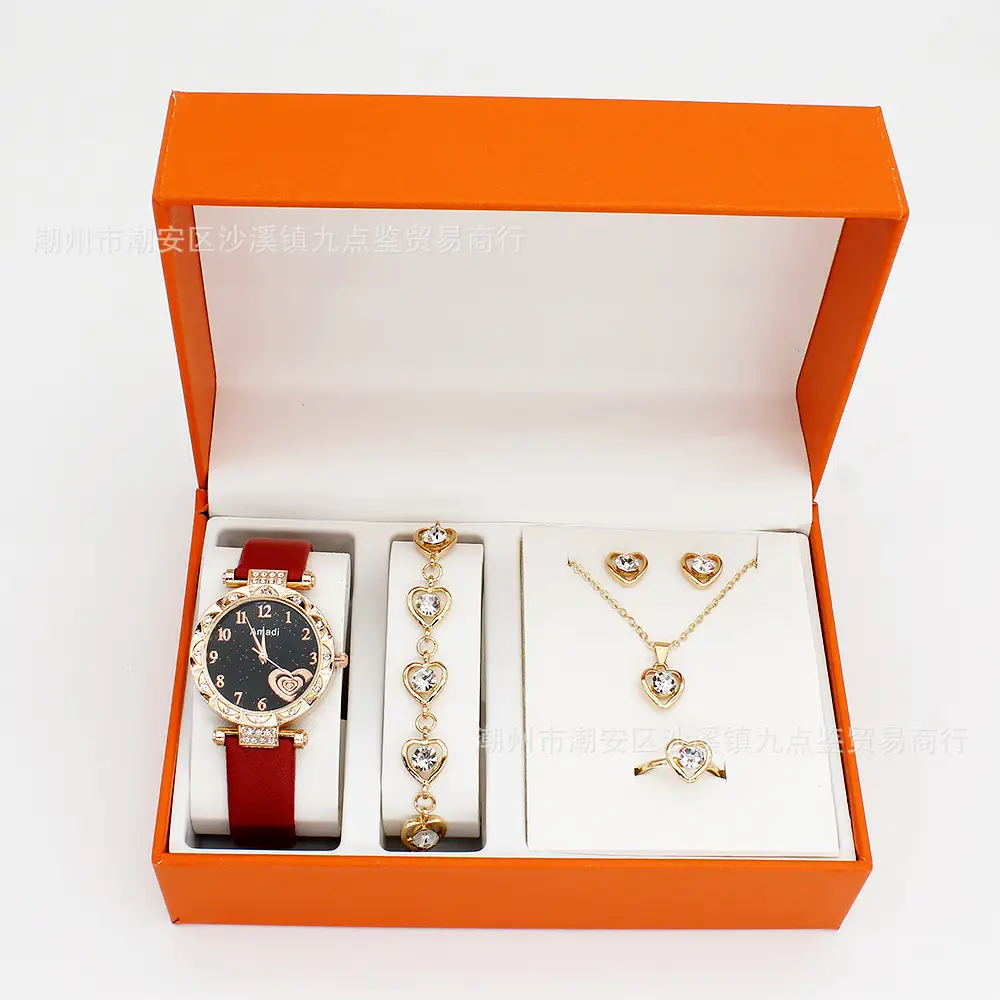 Women's Heart Dial Watch Set with Bracelet & Necklace — feature 11