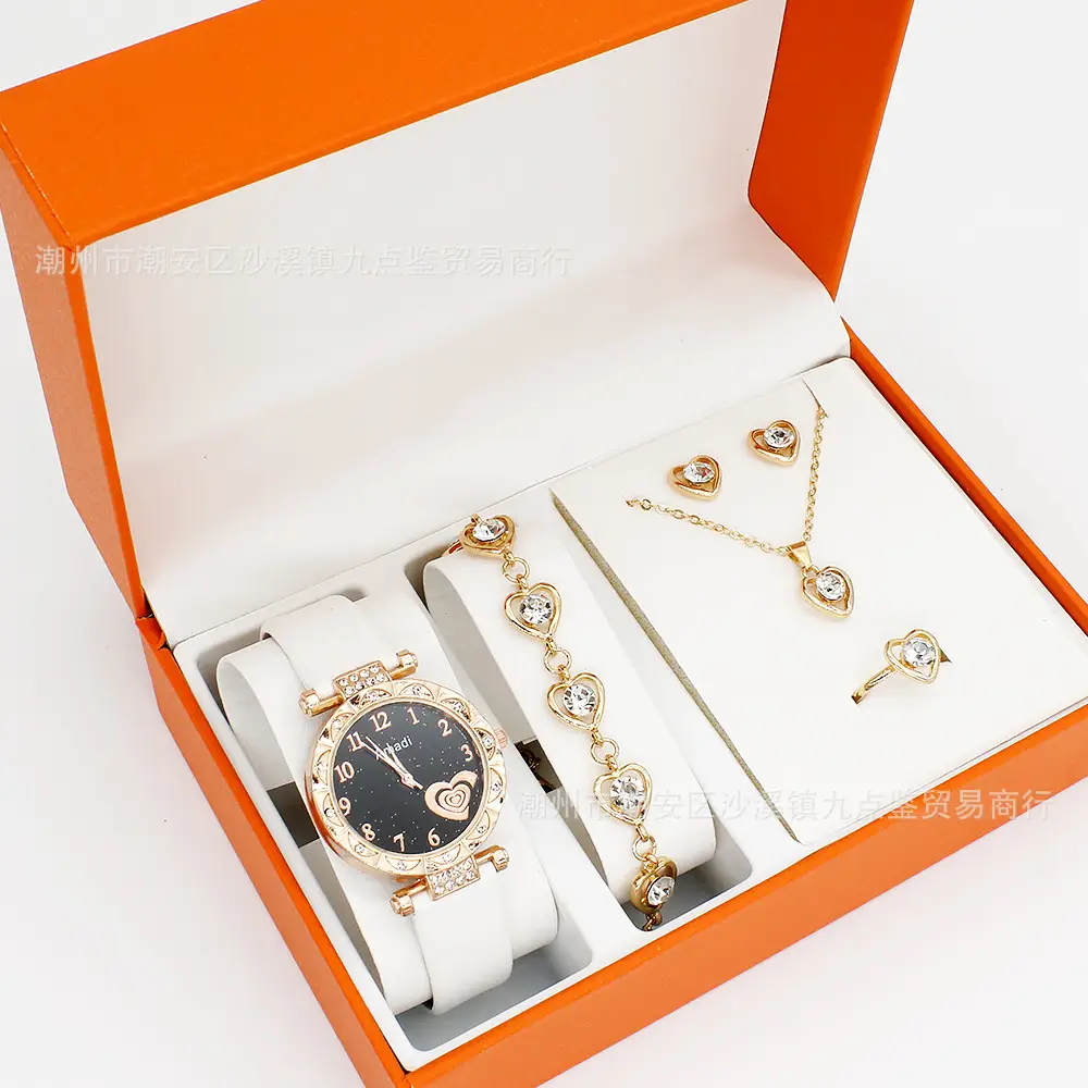 Women's Heart Dial Watch Set with Bracelet & Necklace — feature 2