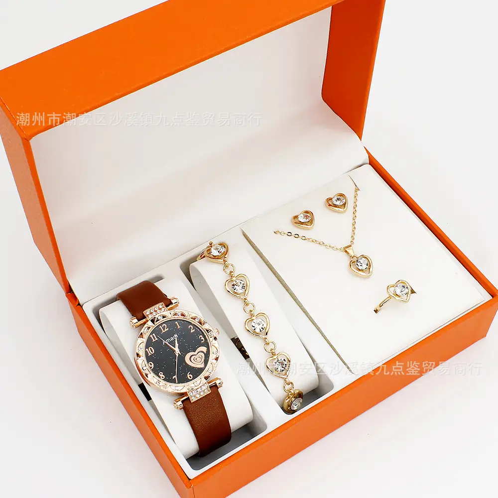 Women's Heart Dial Watch Set with Bracelet & Necklace — feature 4