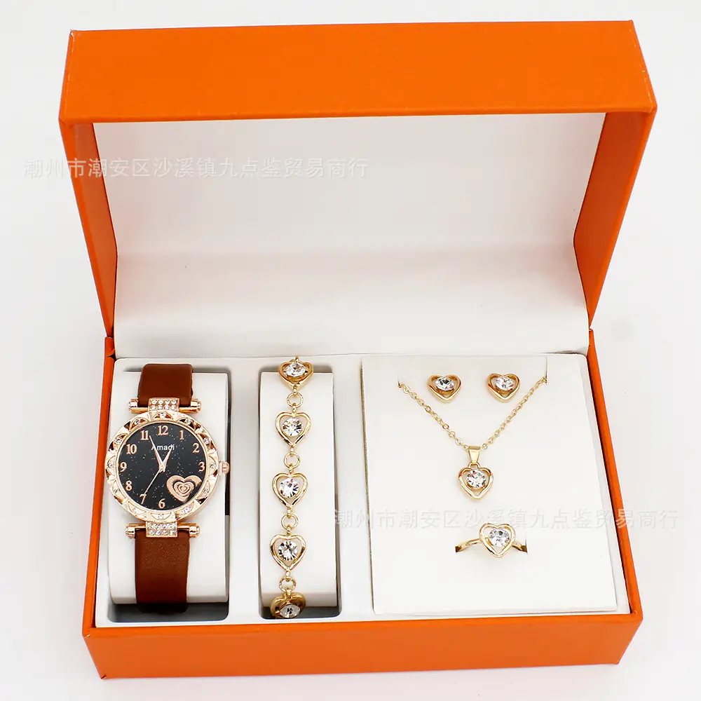 Women's Heart Dial Watch Set with Bracelet & Necklace — feature 5