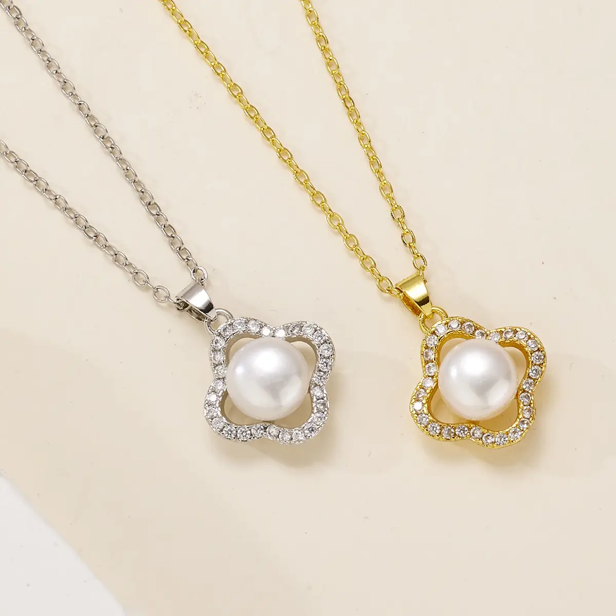 Japanese & Korean Style Pearl Pendant Set Gold Chain - Image 2
