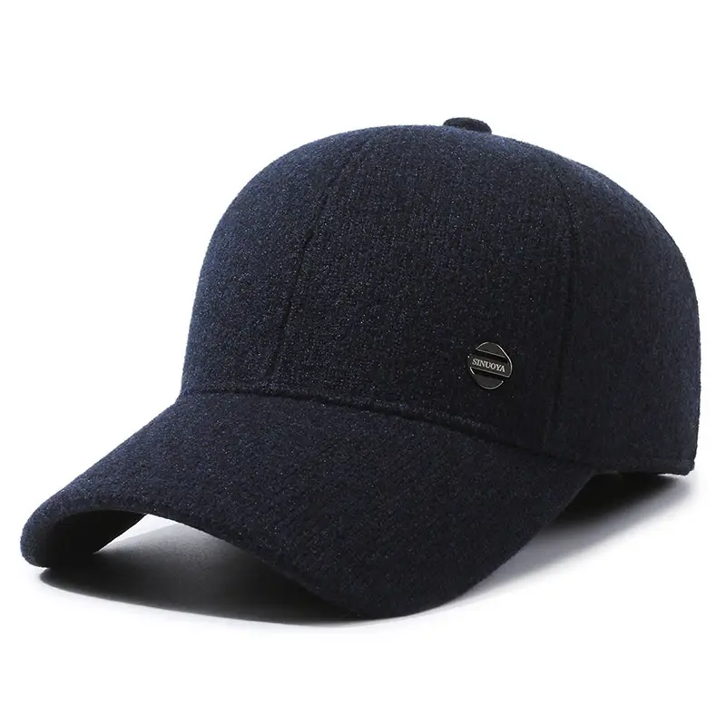Men's Navy Blue Fleece Baseball Cap with Logo - Image 3