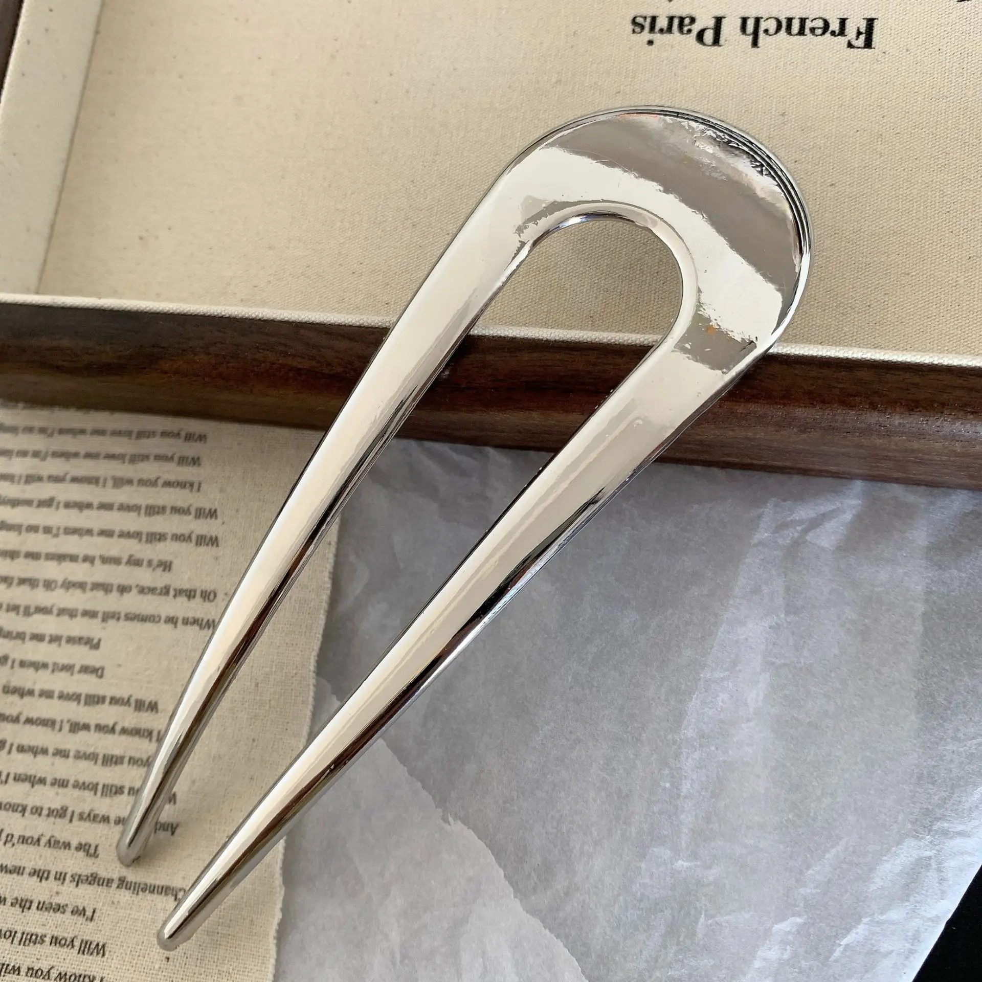 Japanese Korean Hairpin U-Shaped Hair Fork - Image 2