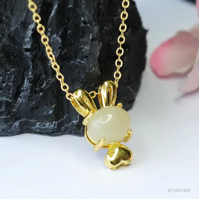 Guan Yu Jade Rabbit Necklace for Women Gold Chain — feature 9