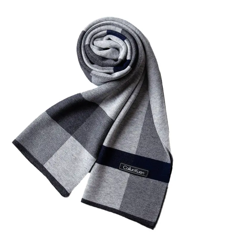 2024 Men's Wool Knitted Scarf Grey Black Korean Style - Image 45