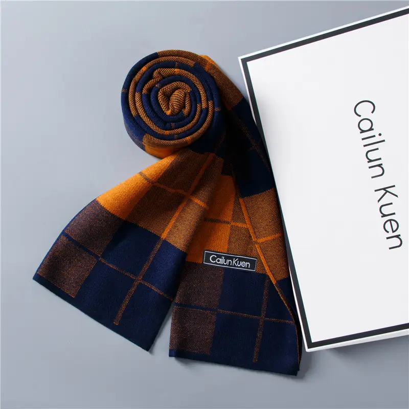 2024 Men's Wool Knitted Scarf Grey Black Korean Style - Image 13