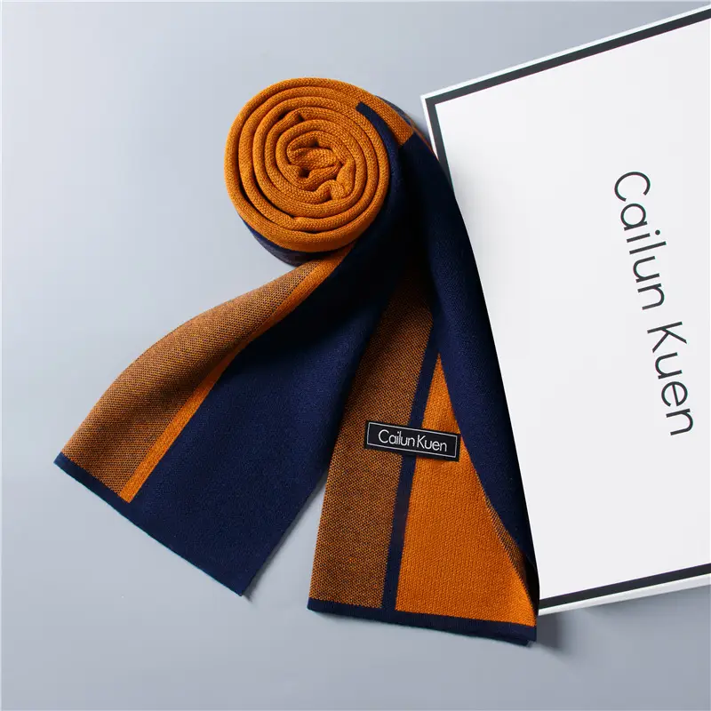 2024 Men's Wool Knitted Scarf Grey Black Korean Style - Image 17