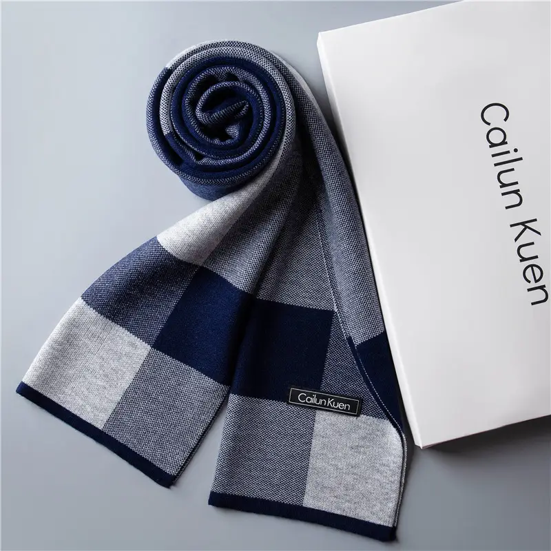 2024 Men's Wool Knitted Scarf Grey Black Korean Style - Image 21