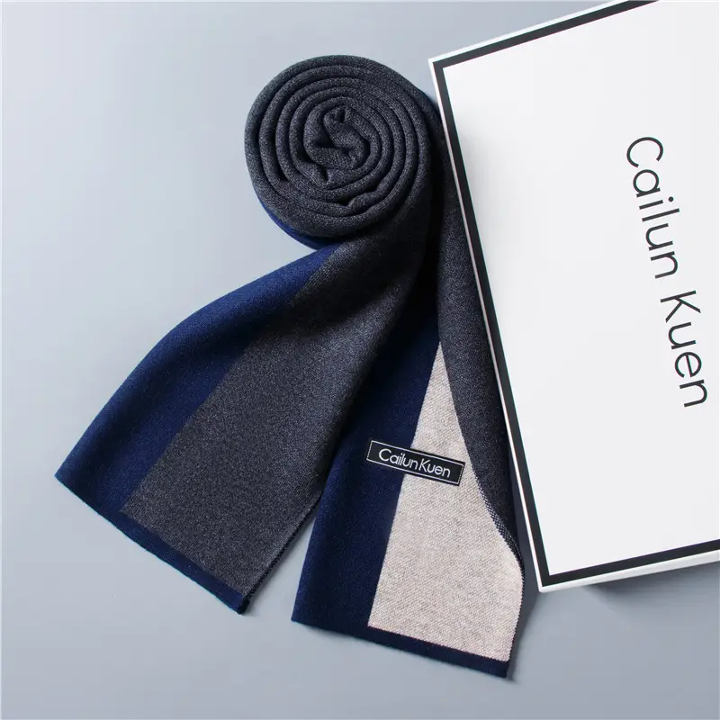 2024 Men's Wool Knitted Scarf Grey Black Korean Style - Image 36