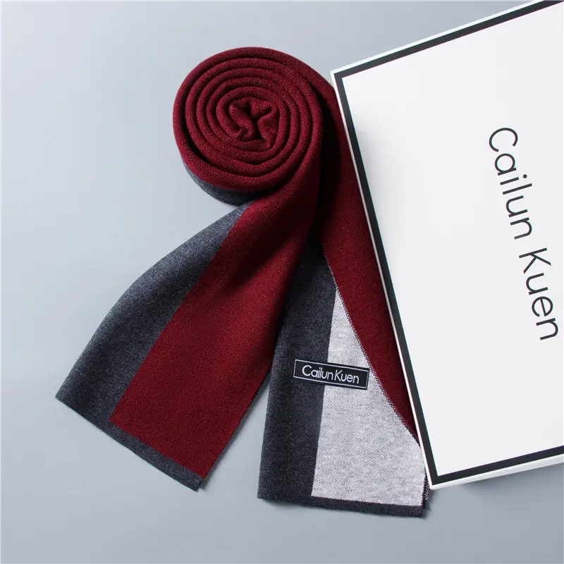 2024 Men's Wool Knitted Scarf Grey Black Korean Style - Image 37