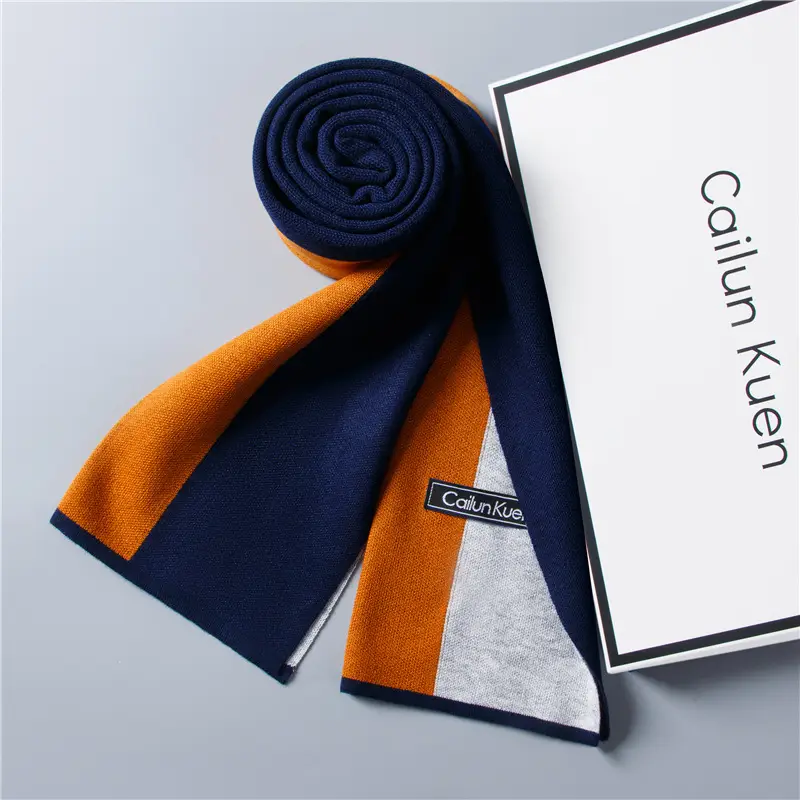 2024 Men's Wool Knitted Scarf Grey Black Korean Style - Image 38