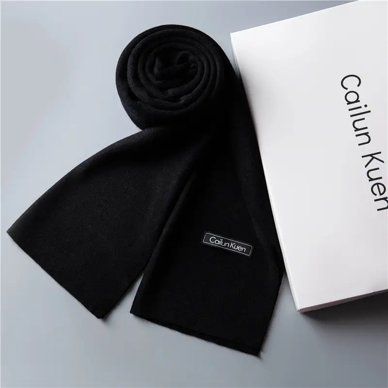 2024 Men's Wool Knitted Scarf Grey Black Korean Style - Image 41