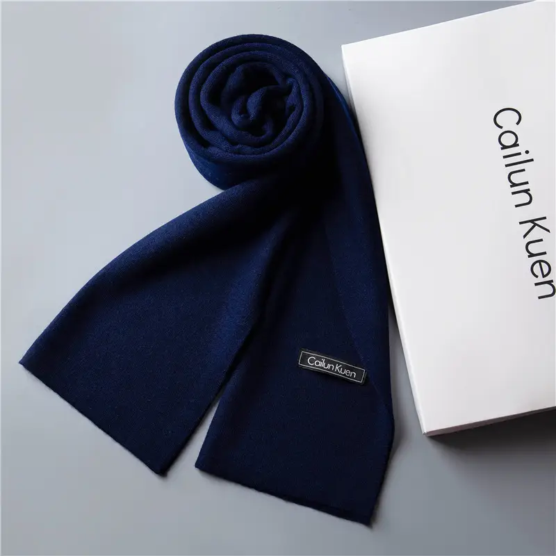 2024 Men's Wool Knitted Scarf Grey Black Korean Style - Image 42