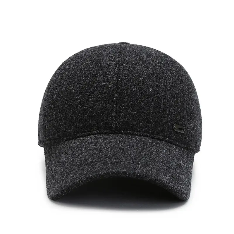 Middle-aged Fleece Baseball Cap Warm Windproof Black