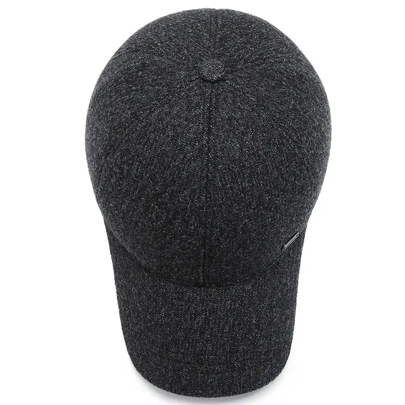 Middle-aged Fleece Baseball Cap Warm Windproof Black