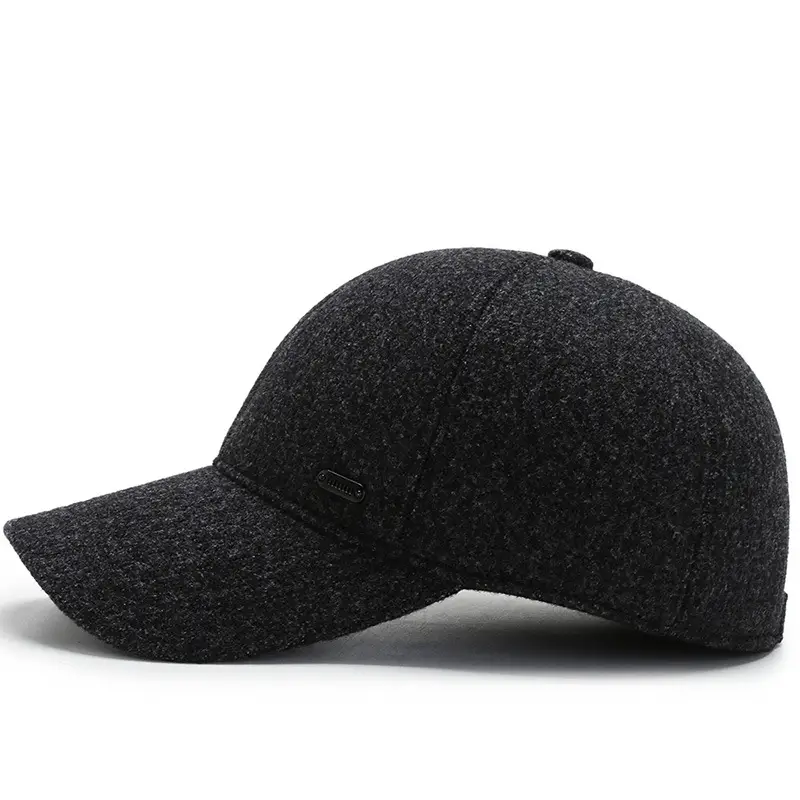 Middle-aged Fleece Baseball Cap Warm Windproof Black