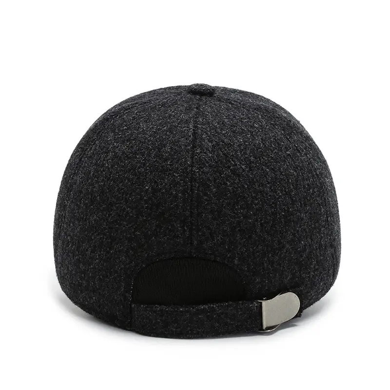 Middle-aged Fleece Baseball Cap Warm Windproof Black