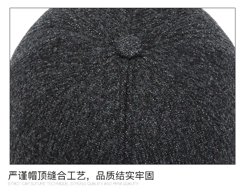 Middle-aged Fleece Baseball Cap Warm Windproof Black — feature 14