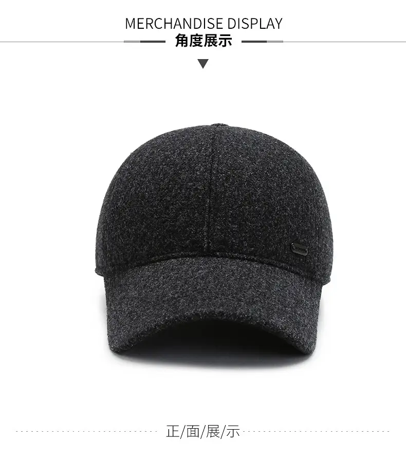 Middle-aged Fleece Baseball Cap Warm Windproof Black — feature 6