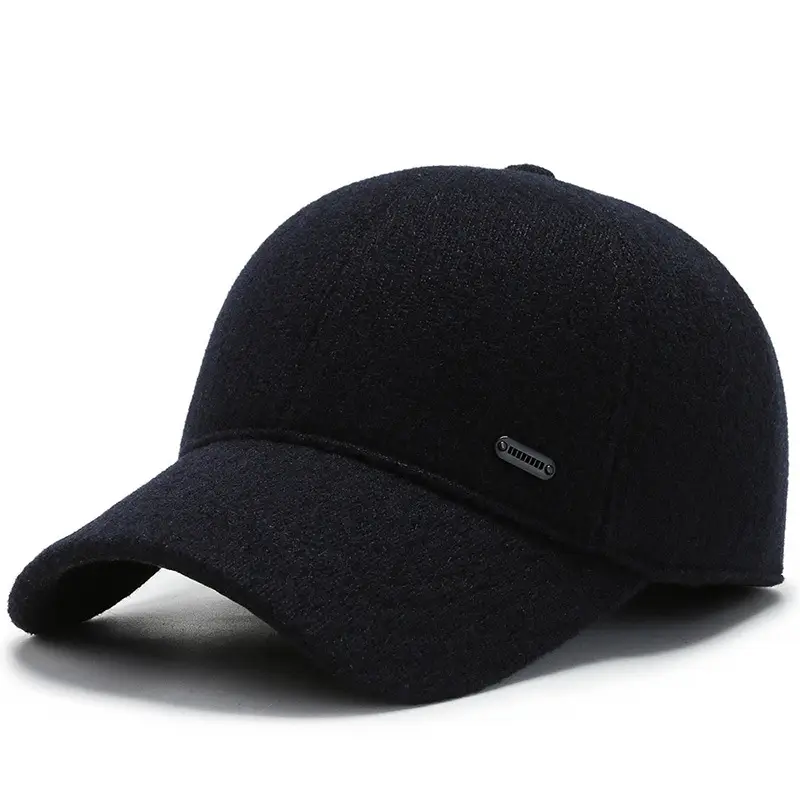 Middle-aged Fleece Baseball Cap Warm Windproof Black