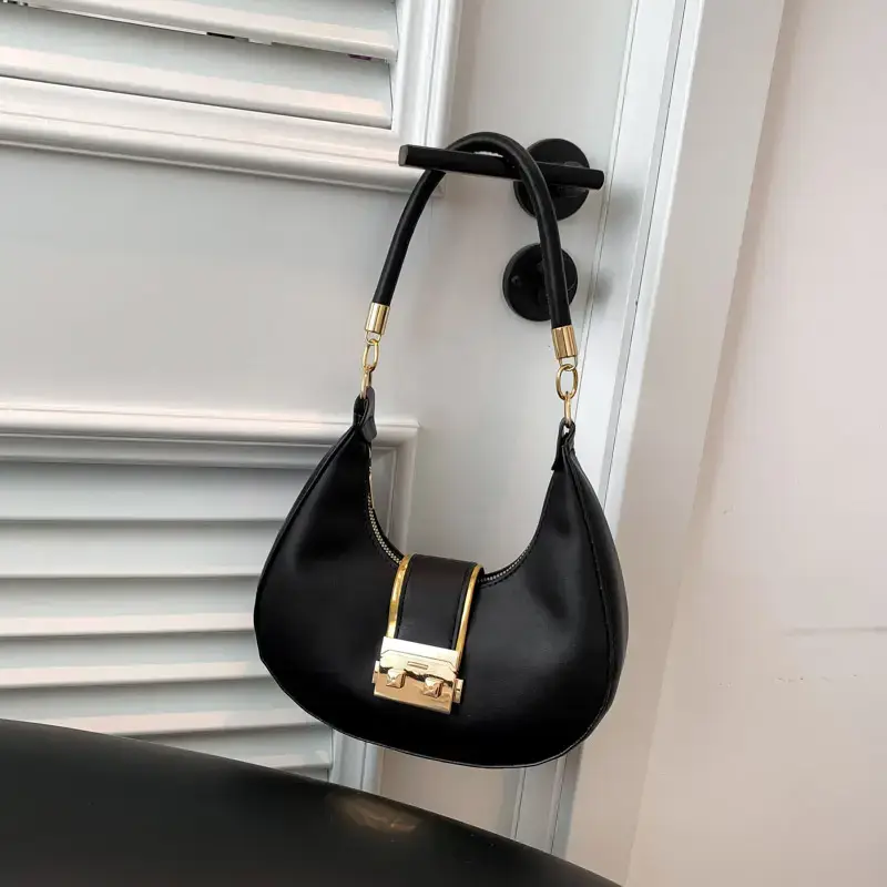 Black High-End Lock Armpit Bag for Women - Image 9