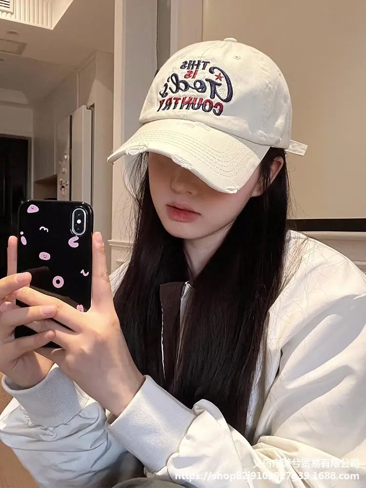 Women Beige Peaked Cap with Letter Design - Image 8