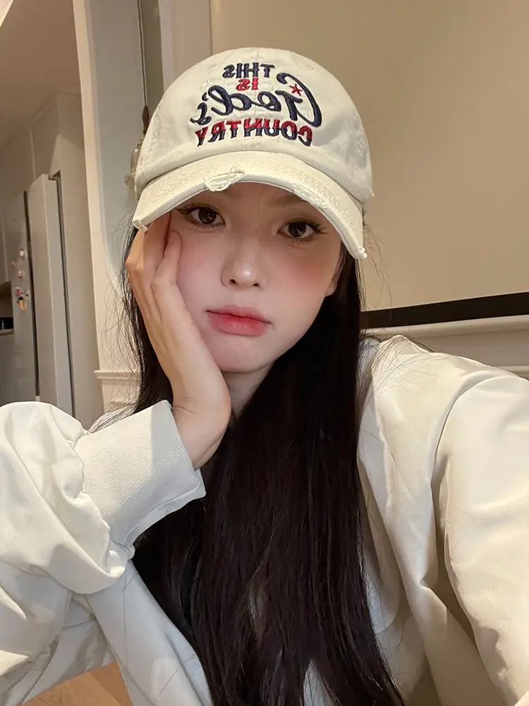 Women Beige Peaked Cap with Letter Design - Image 11