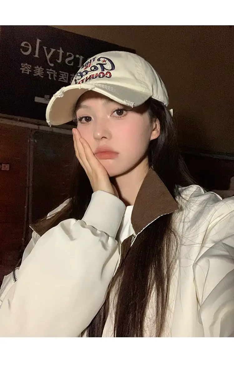 Women Beige Peaked Cap with Letter Design — feature 9