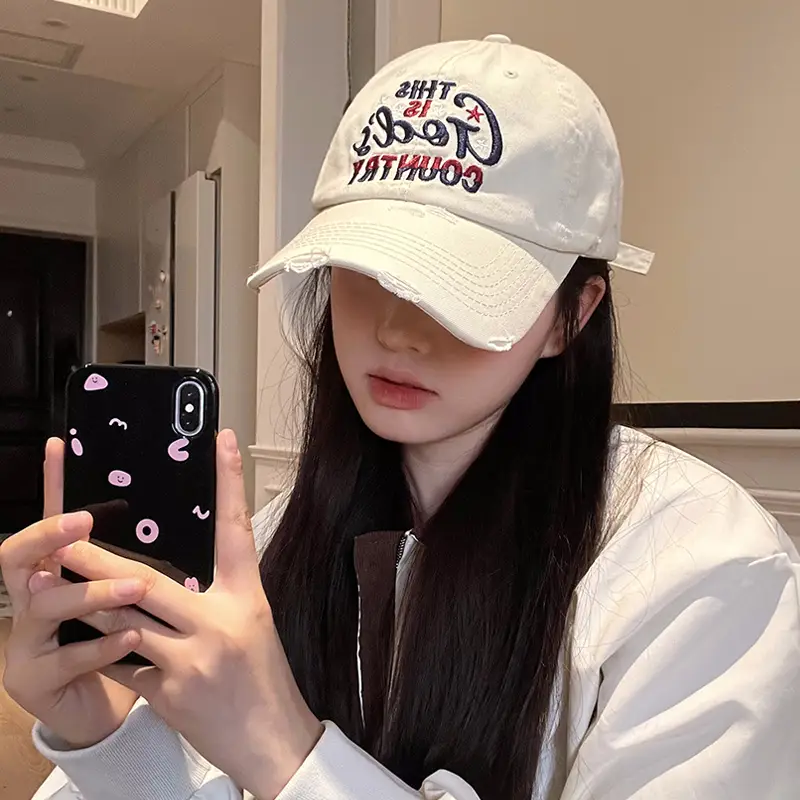 Women Beige Peaked Cap with Letter Design