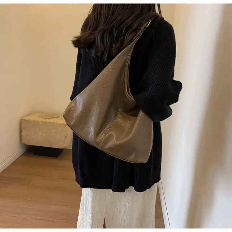 Women Retro Bucket Bag Brown Leather Large Capacity 2023 — feature 27