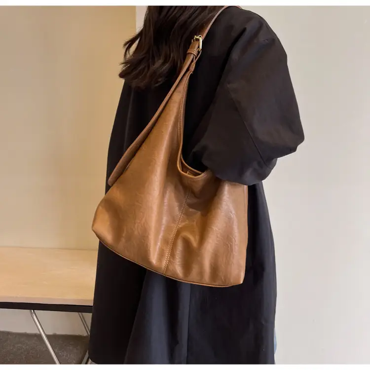 Women Retro Bucket Bag Brown Leather Large Capacity 2023 — feature 30