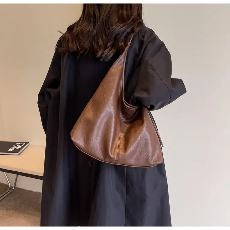 Women Retro Bucket Bag Brown Leather Large Capacity 2023 — feature 32