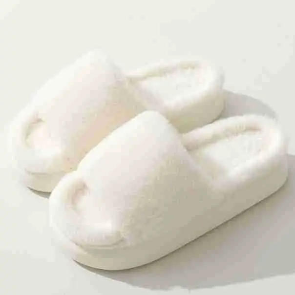 Fairy style thick-soled eva plush slippers women's outer wear 2022 autumn new plush home one-word cotton slippers — feature 18