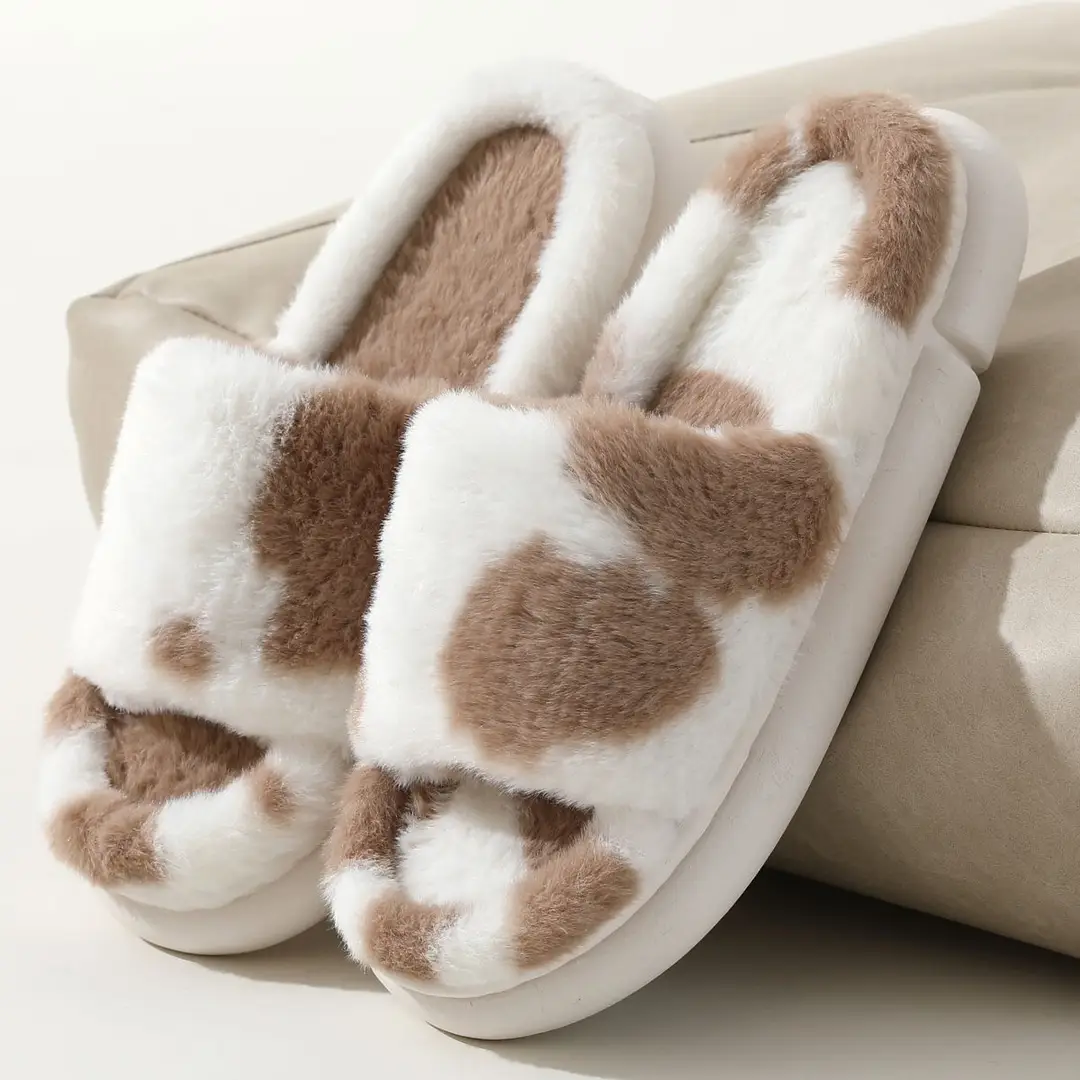 Fairy style thick-soled eva plush slippers women's outer wear 2022 autumn new plush home one-word cotton slippers — feature 27