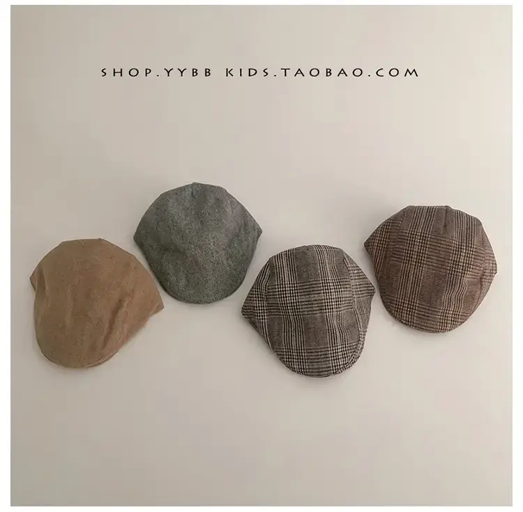 Autumn Winter Kids British Checkered Cap — feature 2
