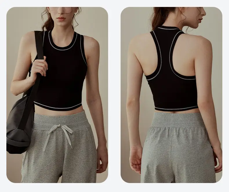 Women's White Tank Top Olive Shorts Set — feature 15