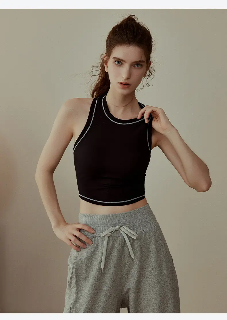Women's White Tank Top Olive Shorts Set — feature 16
