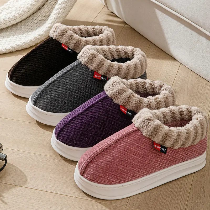 Winter new style cotton-padded slippers suede mouth women's indoor thickened fleece-lined warm non-slip adult home wholesale - Image 5