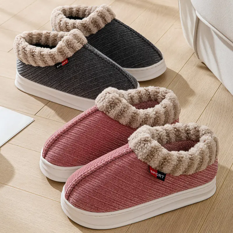Winter new style cotton-padded slippers suede mouth women's indoor thickened fleece-lined warm non-slip adult home wholesale - Image 6