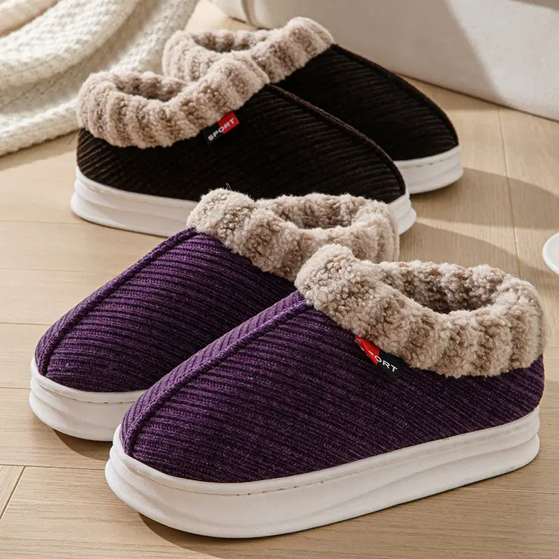 Winter new style cotton-padded slippers suede mouth women's indoor thickened fleece-lined warm non-slip adult home wholesale - Image 7