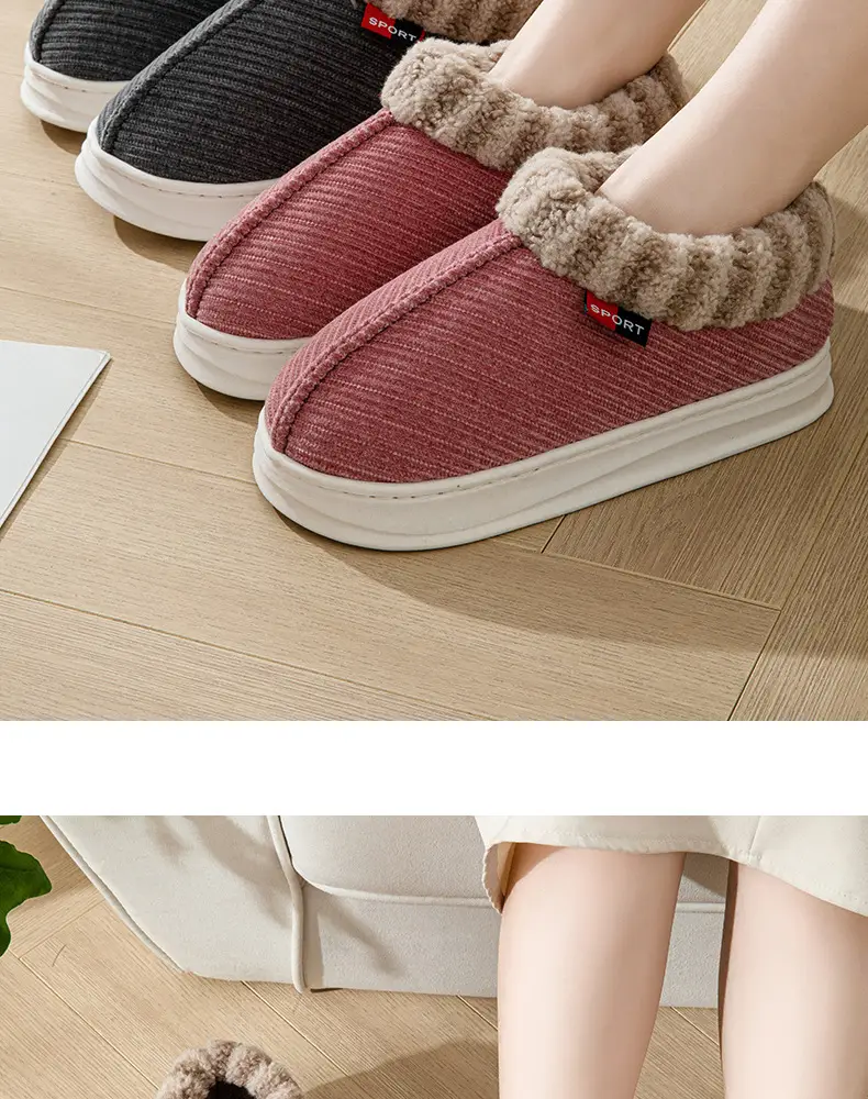 Winter new style cotton-padded slippers suede mouth women's indoor thickened fleece-lined warm non-slip adult home wholesale — feature 15