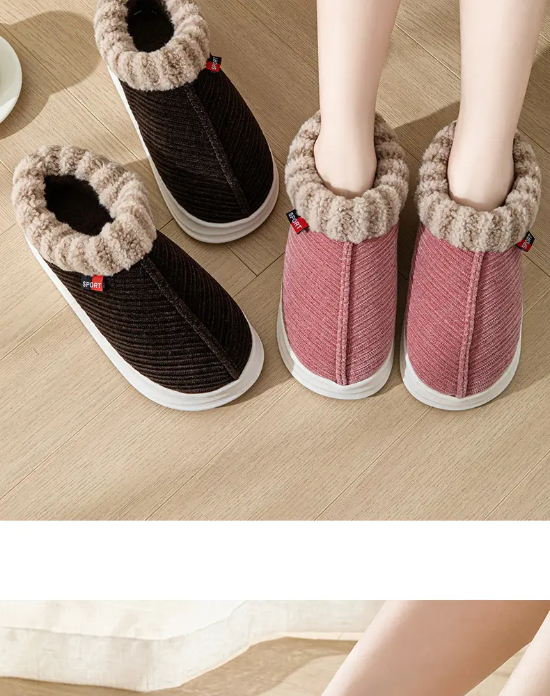 Winter new style cotton-padded slippers suede mouth women's indoor thickened fleece-lined warm non-slip adult home wholesale — feature 16