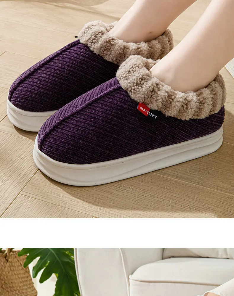 Winter new style cotton-padded slippers suede mouth women's indoor thickened fleece-lined warm non-slip adult home wholesale — feature 17