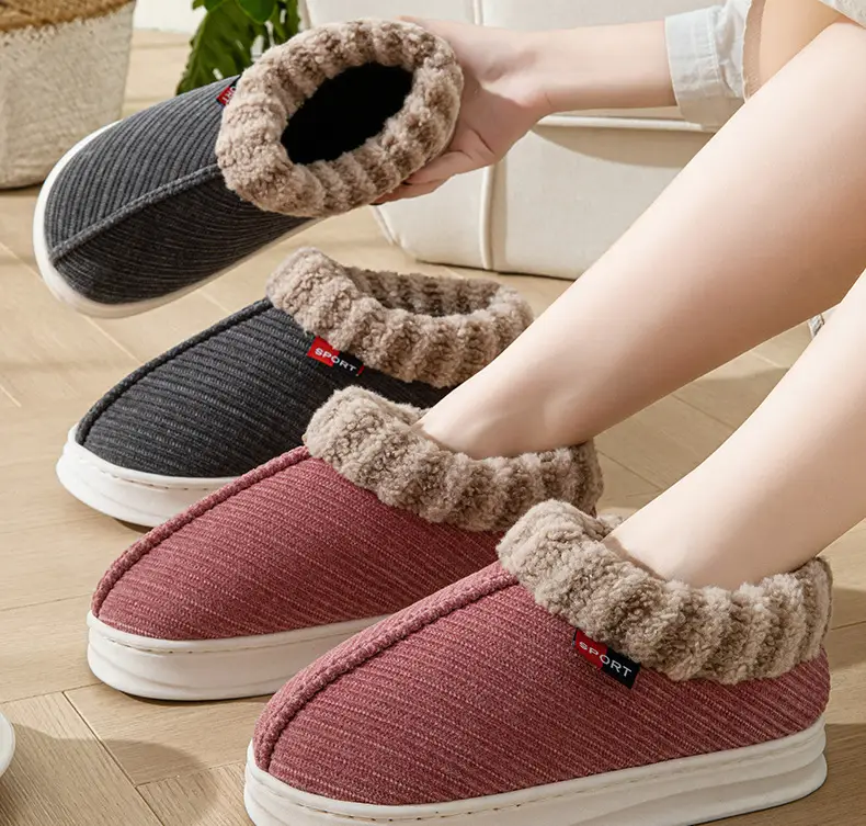 Winter new style cotton-padded slippers suede mouth women's indoor thickened fleece-lined warm non-slip adult home wholesale — feature 18
