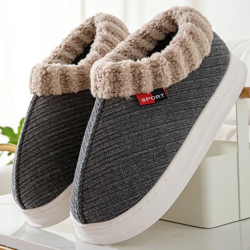 Winter new style cotton-padded slippers suede mouth women's indoor thickened fleece-lined warm non-slip adult home wholesale - Image 3