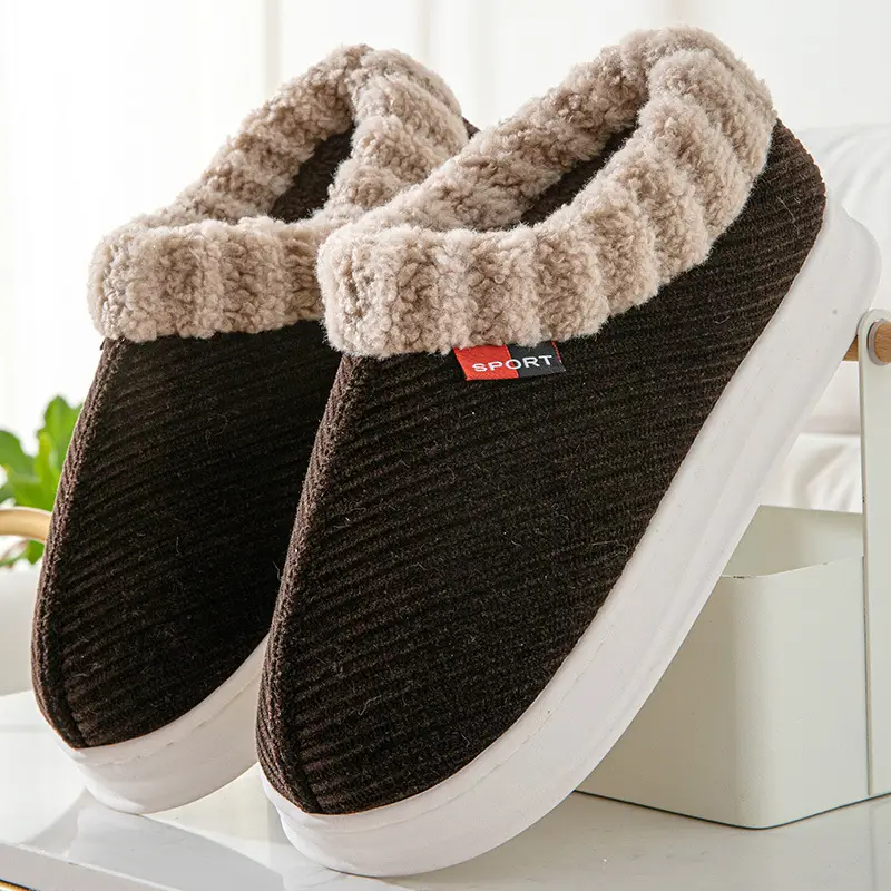 Winter new style cotton-padded slippers suede mouth women's indoor thickened fleece-lined warm non-slip adult home wholesale - Image 4