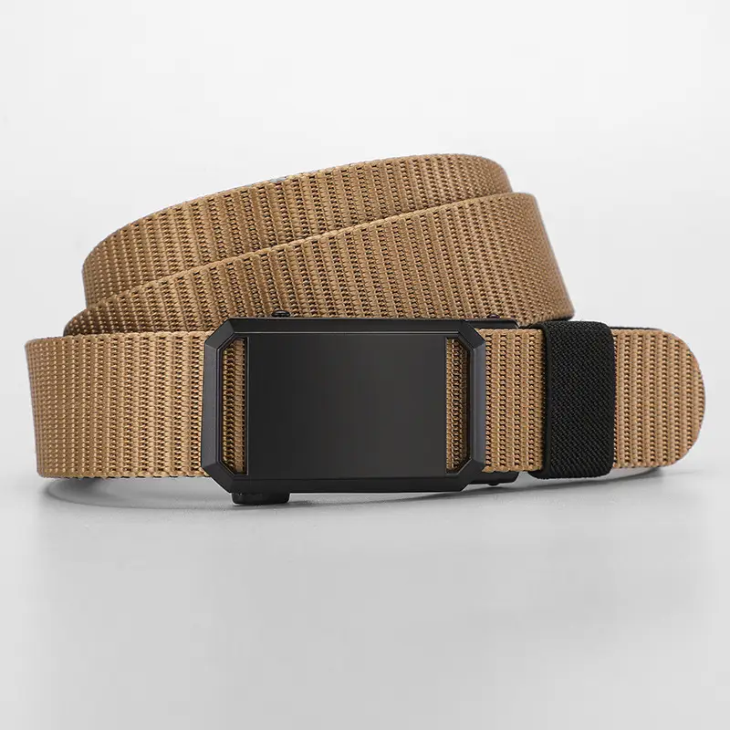 Men's Toothless Belt Automatic Buckle Canvas Black Brown Silver - Image 12