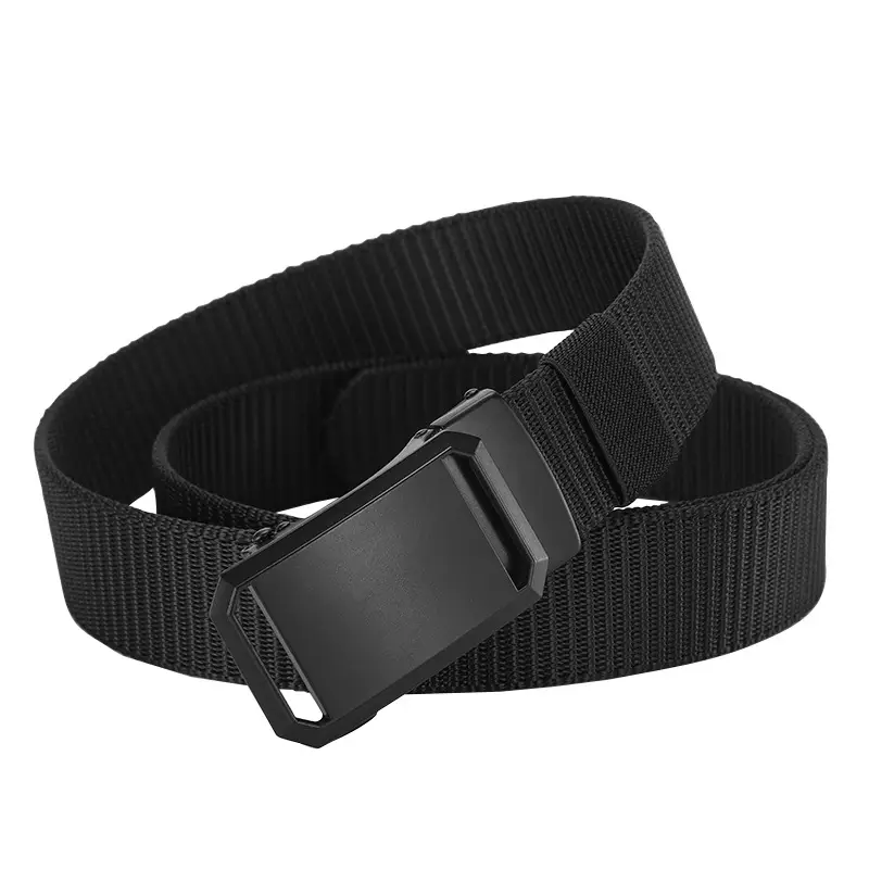 Men's Toothless Belt Automatic Buckle Canvas Black Brown Silver - Image 13