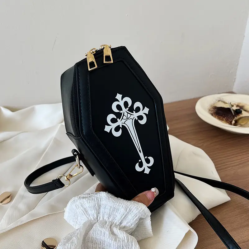 2025 Women's Black Crossbody Bag with Silver Floral Design - Image 2